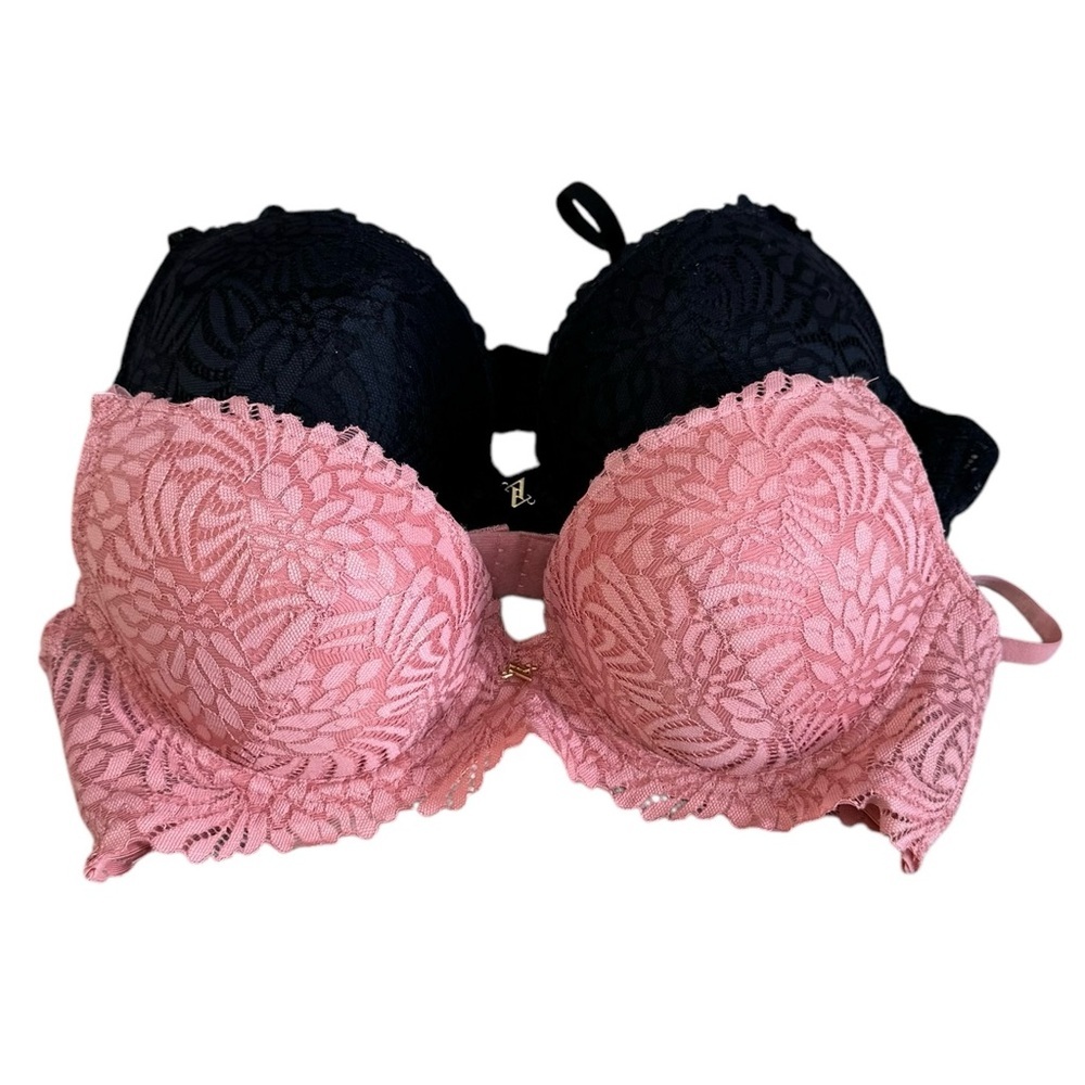 Adrienne Vittadini 2 Bras LOT Size 34C‎ Underwire Pink Lace Bundle